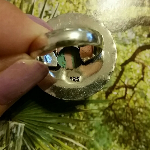 Mosaic jasper 925 sterling silver ring - 7 1/4 - Picture 3 of 4